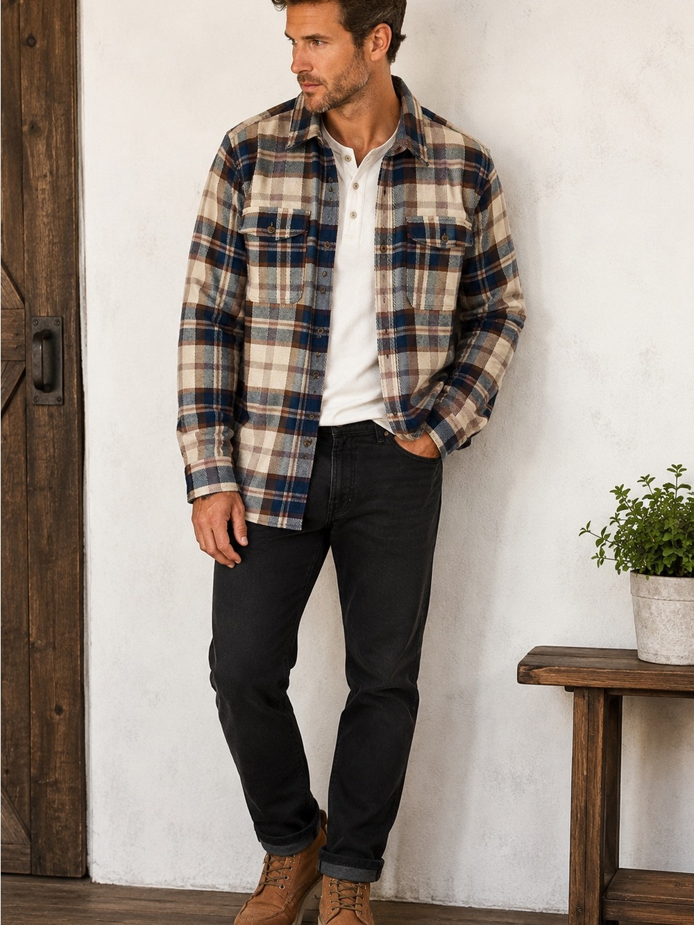 J.Crew Men’s Plaid Button Front Shirt Jacket / Heavy Flannel - Size M